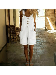 2026 Summer New Women's Retro Denim Suspender Shorts, Loose Casual Dungaree Overalls with Pockets, Fashion Versatile Jumpsuit for Daily Commute & Casual Occasions