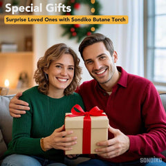 Sondiko Kitchen Blow Torch with Fuel Gauge S907, Refillable Soldering Torch Lighter with Safety Lock and Adjustable Flame for Desserts, Creme Brulee, Welding, Industrial (Butane Not Included)