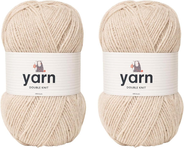 Korbond DK Beige Yarn - 100G Acrylic Wool - Lightweight, Hypoallergenic & Durable Double Knit Crochet Yarn Knitting Wool (290M Total)