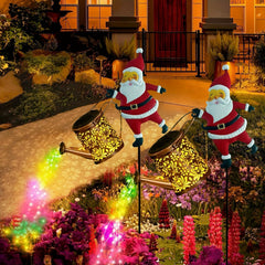 Christmas Santa Solar Kettle Lights Garden Lawn Decorative Lights, Garden Lawn Decorative Santa Claus Kettle Ground Lamp, Christmas Solar Kettle Lights Courtyard, Pond, Walkway (A)