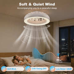 Brushless Remote Control Ceiling Fan with Light, 3000K-6500K Stepless Dimmable RGB Ambient Fan Light, 6-Speed Quiet Fan with Timer & Memory, Dimmable LED Modern Fan Lamp for Bedroom Living Room Dining Room