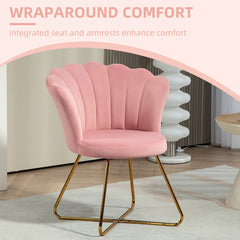Modern Armchair, Velvet Tufted Accent Chair with Lotus Backrest, Occasional Chair with Steel Legs for Living Room, Bedroom