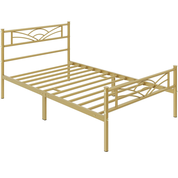 Costoffs Metal-Framed Bed, Metal-Framed Bed Base with Storage, Metal Platform Bed Frame with Headboard and Metal Bed Slats, Easy Assembly Bed, Single/Double/ Size Metal Bed Frame, Bed Foundation
