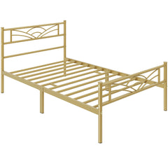 Costoffs Metal-Framed Bed, Metal-Framed Bed Base with Storage, Metal Platform Bed Frame with Headboard and Metal Bed Slats, Easy Assembly Bed, Single/Double/ Size Metal Bed Frame, Bed Foundation