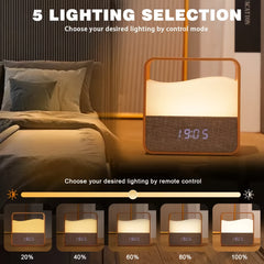 LED Bedside Lamp | Night Light with Alarm Clock, Time Display, Rechargeable, Adjustable Brightness, Soft Lighting for Home Bedrooms, USB Charging