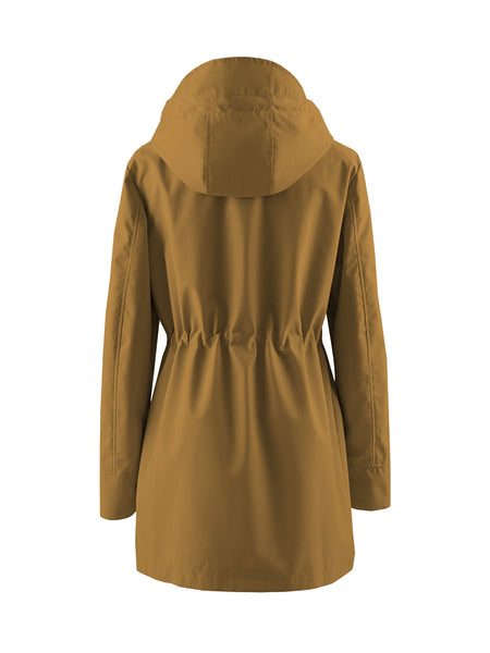 Drawstring Waist Hooded Zip Up Coat, Casual Long Sleeve Coat for Fall & Winter, Women's Clothing