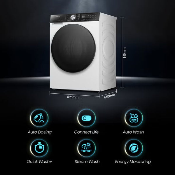 Hisense WF5S1045BW, 10.5Kg, 1400Rpm Washing Machine, a Rated in White