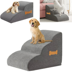 2-Step or 3-Step Dog Stairs with Removable Cover - Portable Pet Ladder Ramp Suitable for Small/Medium/Large Dogs & Puppies, Non-Slip Steps, Machine Washable, Bed/Sofa Ladder for or Pets