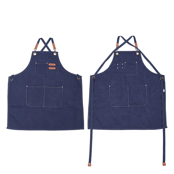 1pc Unisex Canvas-Polyester Blend Apron Durable Sturdy Construction, Adjustable Back Strap, Multiple Pockets for Enhanced Functionality | Khaki & Black Culinary Attire | Ideal for Kitchen Cooking/Baking/Grilling, Artist Painting, Coffee Bar, Servers; Perf