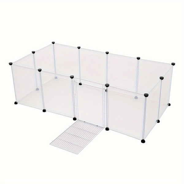 DIY 12 Panels Pet Fence Puppy Pen Crate Cage with Door Dog Rabbit Playpen Metal Enclosure