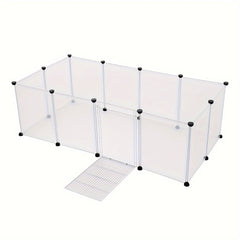 DIY 12 Panels Pet Fence Puppy Pen Crate Cage with Door Dog Rabbit Playpen Metal Enclosure