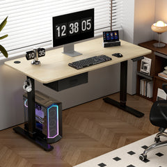 Electric Standing Desk, Sit Stand Table, Height Adjustable Electric Standing Computer Desk with USB Charging Port and Desk Drawer for Home Office