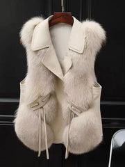 New Autumn-winter Style Patchwork Jacket - Women's Warm and Casual, Sleeveless Top for Outerwear Use