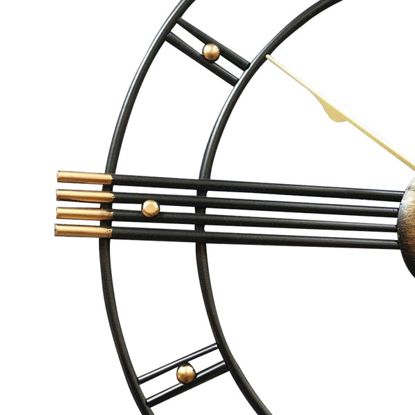60cm Extra Large Retro Metal Skeleton Wall Clock, Outdoor Garden Clock, European-Style Creative Wrought Iron Round Wall Clock Roman Numerals Silent Non Ticking Unique Unusual Clock, Perfect for Living Room, Bedroom, Kitchen, Garden, Lounge, Hotel, Office