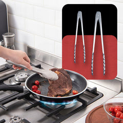 Universal Kitchen and Grill Tongs Set of 2 Pieces, Large and Small, Made of High-Quality Stainless Steel, Lengths 22 cm and 17.5 cm, Ergonomic Handles, Resistant to High Temperatures, Corrosion, and Damage, Ideal for Frying, Grilling, Serving, and Food Pr