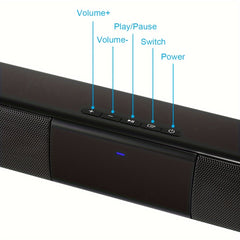 Multifunctional Soundbar Speaker System with 4 Built-in Subwoofers, Stereo Sound, AUX, TF, FM, Button Control, Passive Amplification, USB Charging, 36V Max, Infrared Wireless Technology for TV, Computer, Home Theater