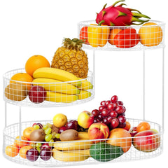 3-Layer Desktop Storage Rack - Iron Fruit Basket & Vegetable Organizer for Kitchen Dining Table, Space Saving Metal Storage Rack