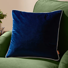 Furn Meridian Green Velvet Feather Fill Cushion, 55 X 55 Cm