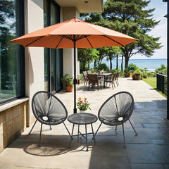 Garden Patio Furniture Set 3pcs, Acapulco Chair, Outdoor Seating, Glass Top Table and 2 Chairs, Indoor and Outdoor Conversation, Black,Green