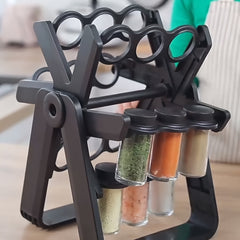 Rotating Spice Rack Organizer with 18 Glass Spice Jars, Revolving Spice Rack Set, 360 Degree Rotating Ferris Wheels Spice Rack, Removable Spice Rack