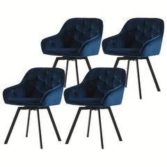 Set Of 2/Set Of 4 Swivel Dining Chairs | Upholstered with Velvet, Arms, Backrest, Metal Legs, Carbon Steel Frame, Memory Foam Filling, Grey, Contemporary Style, Rotatable, No Wheels