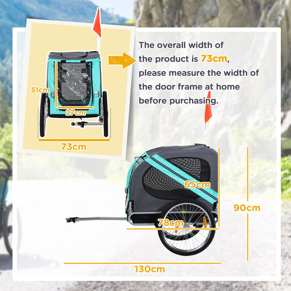Pawhut Pet Bicycle Trailer Dog Cat Bike Carrier Water Resistant Green Outdoor