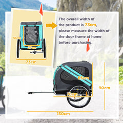 Pawhut Pet Bicycle Trailer Dog Cat Bike Carrier Water Resistant Green Outdoor