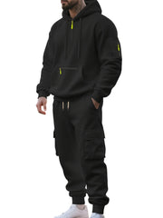 Men'S Fashion Casual Athletic Hooded Zipper Decor Casual Set