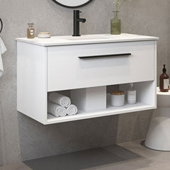 Ove Camila 900Mm Wide Wall Mounted Vanity in Matte White