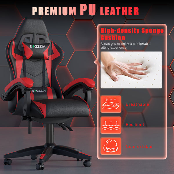 GartistGo Ergonomic Gaming Chair - Gamer Chairs with Lumbar Cushion + Headrest, Height-Adjustable Office & Computer Chair for Adults, Girls, Boys (Without footrest)