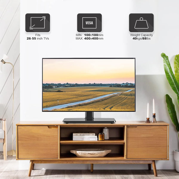 Universal Table Top TV Stand - Swivel TV Stand Base for 26-55 Inch Lcd/Led/Oled/Plasma Tvs with Bracket Height Adjustable Max. VESA 400X400Mm up to 40KG1