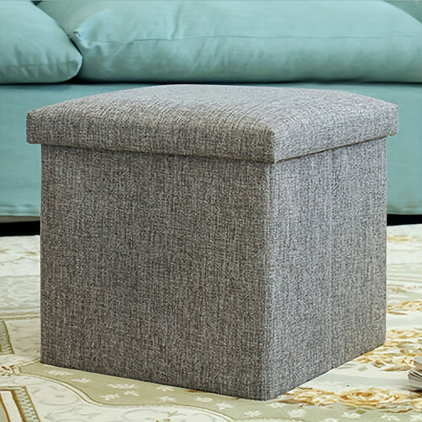 Gray Collapsible Storage Ottoman for Makeup, Seating, And Footrest Purposes
