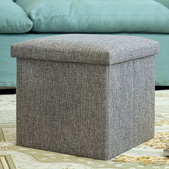 Gray Collapsible Storage Ottoman for Makeup, Seating, And Footrest Purposes