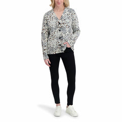 DKNY Ladies Leopard Print Cardigan in Black
