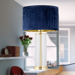 Aura - Satin Brass Table Lamp with Black Pleated Velvet Shade