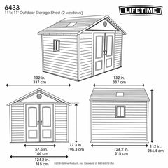 Lifetime 11 X 11Ft (3.3 X 3.3M) Outdoor Storage Shed - Model 6433