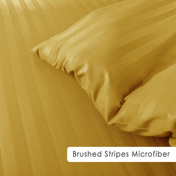 Premium Hotel Quality Satin Stripe Duvet Cover Set Double with Pillowcases | Reversible Soft Quilt Bedding | Easy Care Breathable Luxury Quilt Cover