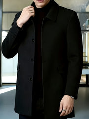 [Wanrenshan OBM] 2025 American Style New Men'S Casual Classic Versatile Solid Color Side Double Pocket Easy Design Handsome Dad Wrinkle-Resistant Non-Iron Single-Breasted Light Luxury Trench Coat