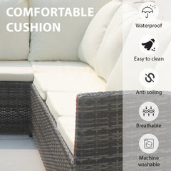 9Seats Garden Furniture Set Rattan Outdoor Corner Sofa Wicker Dining Table Chair for Patios Conservatories Rectangular