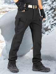 Lined Tactical Cargo Pants | Thickened, Fleece Multi-Pocket Design, Windproof, Stretch Fabric, Perfect for Winter Outdoor Activities, No Belt
