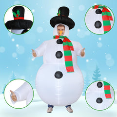 Poptrend Inflatable Snowman Costume Christmas Costume Funny Blow up Snow Man Costumes for Adult Kids Cosplay Fancy Dress Party Costumes