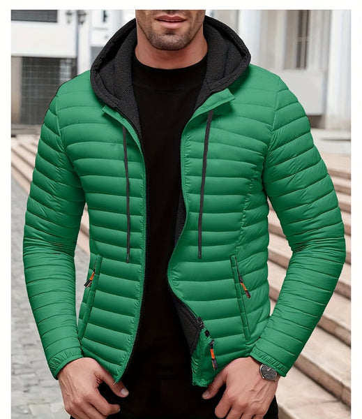 Lightweight Warm Hooded Jacket - Windproof, Ultra-Warm Padding, Quilted Design, Practical Storage Pockets, Suitable for Winter Daily Wear and Outdoor Occasions, Nylon Fabric, Zip Closure, Regular Fit, Winter Coat | Hooded Jacket |