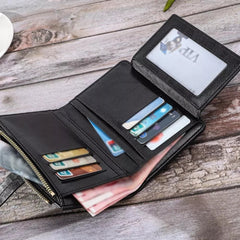 Womens Black Soft Leather Zip Clutch Coin Purse Wallet Ladies Credit Card Holder