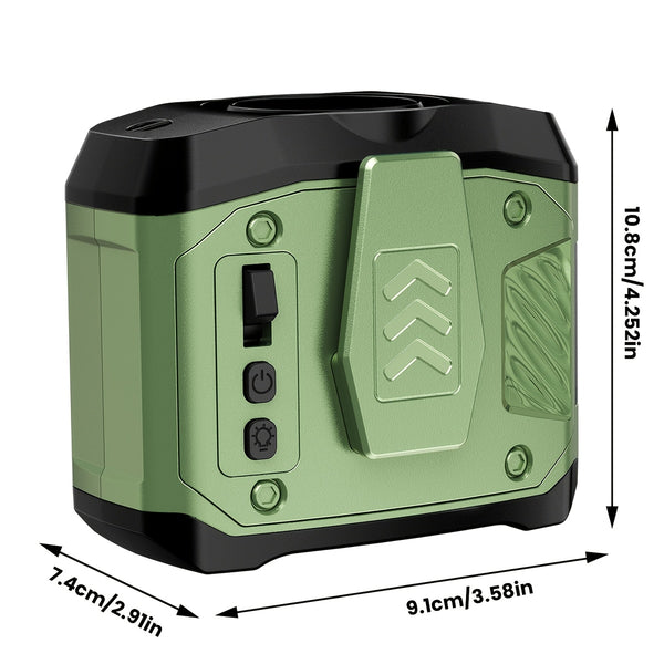 7W Brushless Turbo Dual Motor Waist Fan, 100-Speed Levels, 6000mAh Rechargeable with Phone Charging, LED Display, Flashlight, Desktop Stand & Lanyard, Multiple Wearing Modes for Outdoor Camping Hiking Fishing