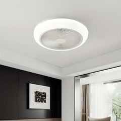 1pc Ceiling Fans with Lights, LED Fan Light Kit, Low Profile Ceiling Fans, Bladeless Ceiling Fan Remote Control Enclosed Flush Mount Ceiling Fan with Timming, 3000-6000K for Living Room, Bedroom, Attic, Kitchen, Laundry Room, Dining Room