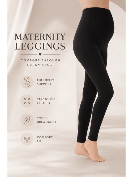 Maternity Leggings for Women – High Waist Over Bump Pregnancy Leggings | Soft Stretch Soft Touch Fabric | Pregnancy Leggings for Everyday Wear, Lounge, Work & Exercise