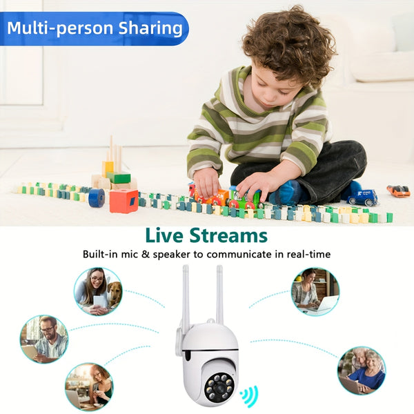 1pc Camera with Full Color Night Vision Wireless WIFI 1080P Full HD Indoor/Outdoor Camera 2-Way Audio Wireless WIFI Security Camera