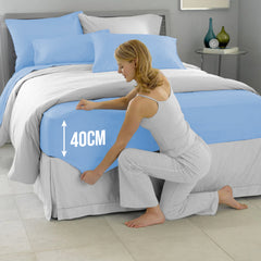 40cm Extra Deep Fitted Sheet – Solid Color Deep Pocket Sheet, Soft & Breathable Microfiber Bedding, All Seasons, Hotel-Quality, Machine Washable, Single, Double, King & Super King Sizes