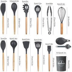 14/28/42pcs Cookware Set with Ergonomic Black/Yellow Non-Slip Handle - Complete Kitchen Utensil Collection for Baking, Grating, Slicing, Mixing, Serving - Dishwasher Safe & Space-Saving Design, Small Cooking Utensils