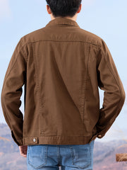 Spring and Autumn Hot Men's Denim Jacket for Teens, High-End Long Sleeve Turn- Collar Casual Coat